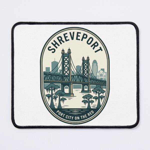 Item preview, Vintage Shreveport Louisiana Skyline Retro Bridge Badge designed and sold by k3rstman1.