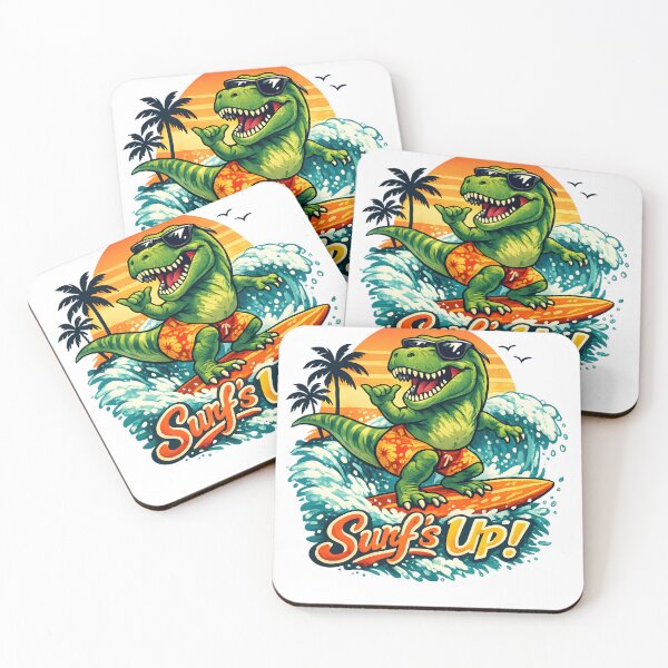 Item preview, Surf’s Up T-Rex – Retro Dinosaur Surfing Funny Summer Beach Shirt designed and sold by jahiggin.
