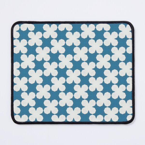 Item preview, Sky Petals – White Floral Geometric Pattern on Blue designed and sold by Pattern Fusion Creations.