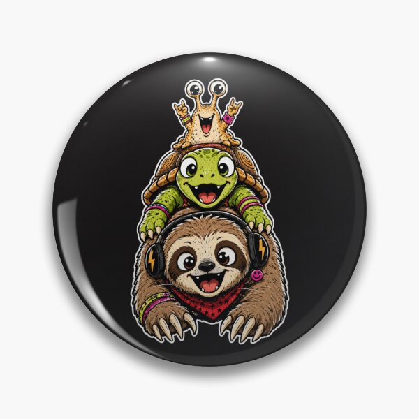 Item preview, Cute Punk Sloth Turtle Snail Stack Slow Life Animal Art designed and sold by JerdbordinShop.