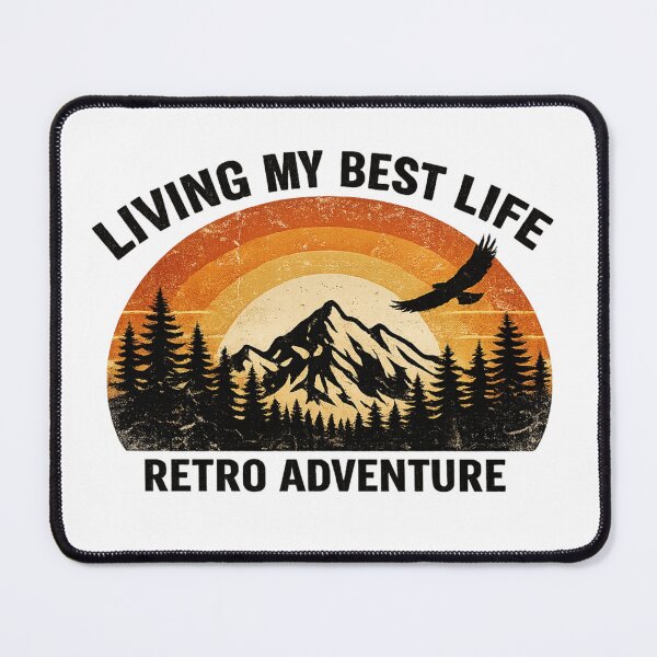 Item preview, Retro Adventure Living My Best Life Vintage Mountain Sunset Hiking Camping T-Shirt Sticker designed and sold by RelateAndTee.