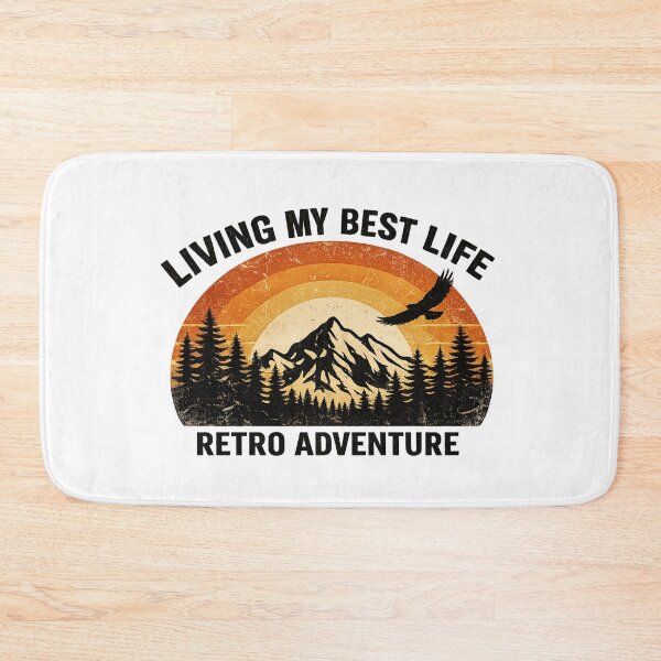 Item preview, Retro Adventure Living My Best Life Vintage Mountain Sunset Hiking Camping T-Shirt Sticker designed and sold by RelateAndTee.