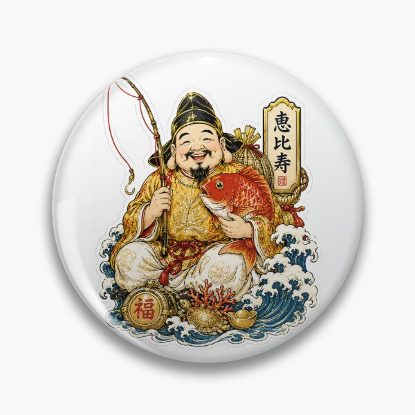 Item preview, Ebisu Lucky God Sticker | Japanese Fishing God Sea Bream Art designed and sold by SeiMeets.