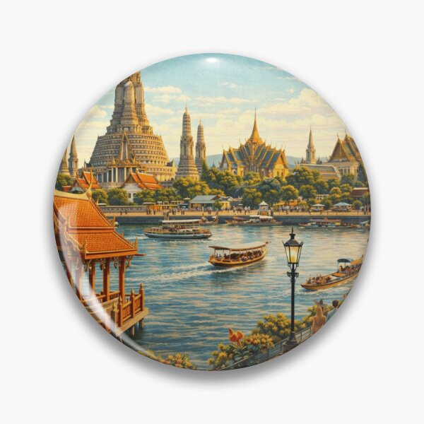 Item preview, Bangkok Thailand Vintage Travel Poster Sticker – Neon Street Market Aesthetic designed and sold by designerr23 ⭐⭐⭐⭐⭐.