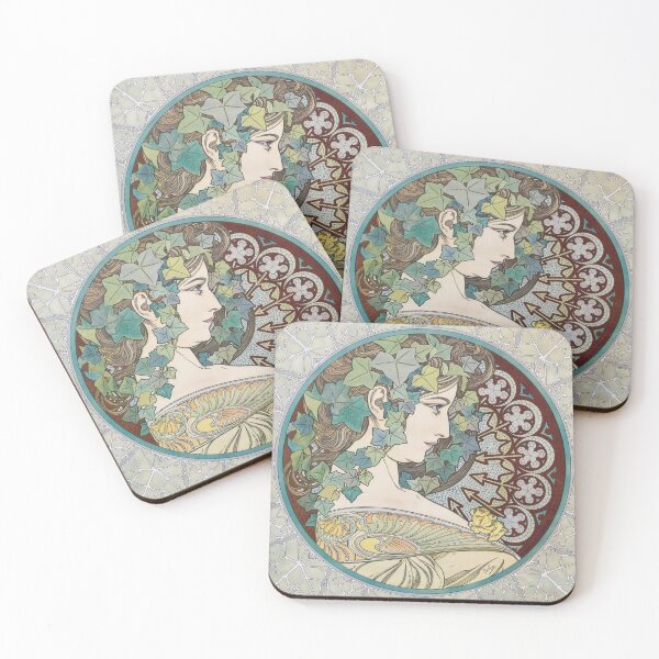 Item preview, Vintage Alphonse Mucha Ivy Art Nouveau Portrait designed and sold by OpenFrameStudio.