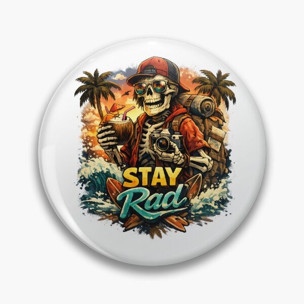 Item preview, Stay Rad Skeleton – Retro Surf Vacation Skeleton Design designed and sold by jahiggin.