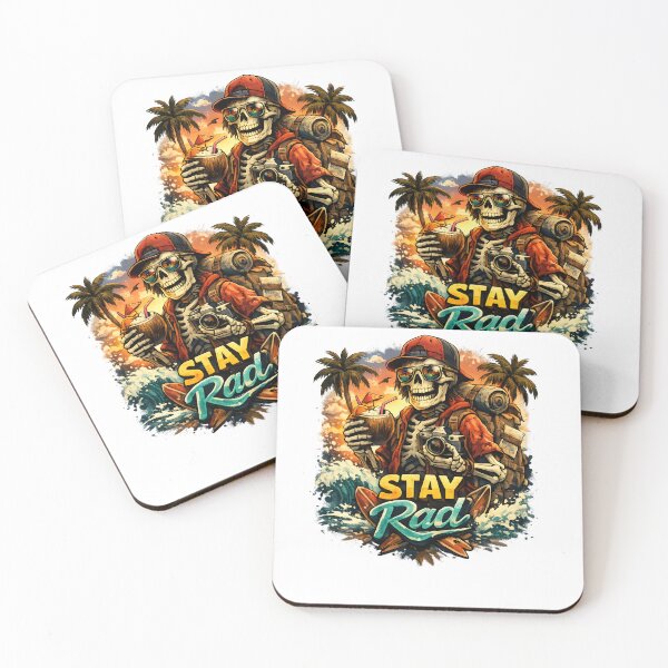 Item preview, Stay Rad Skeleton – Retro Surf Vacation Skeleton Design designed and sold by jahiggin.