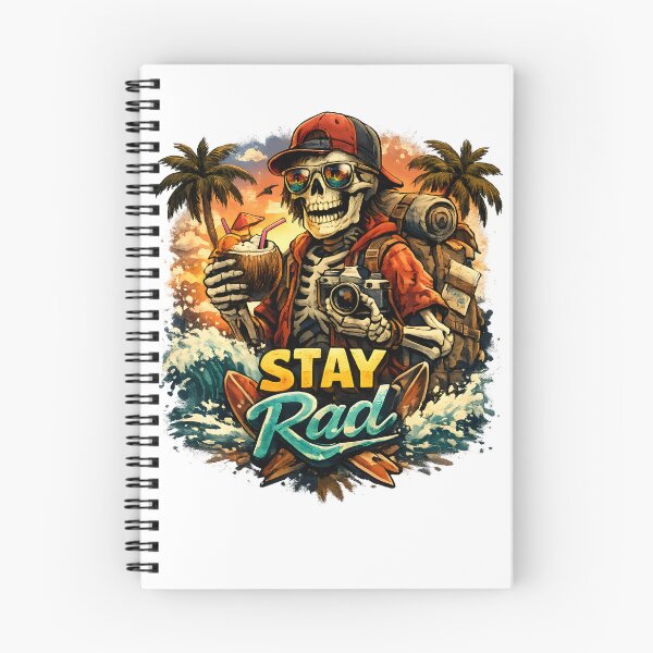 Item preview, Stay Rad Skeleton – Retro Surf Vacation Skeleton Design designed and sold by jahiggin.