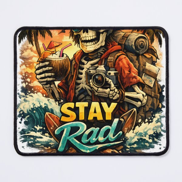 Item preview, Stay Rad Skeleton – Retro Surf Vacation Skeleton Design designed and sold by jahiggin.