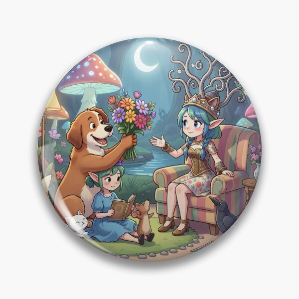 Item preview, Enchanted Forest Fairy - Cute Anime Elf Queen and Friendly Animals Art designed and sold by myforestfog.
