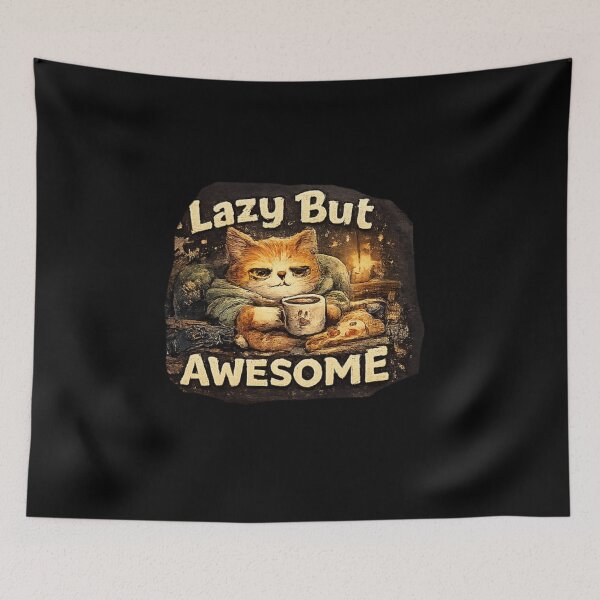 Item preview, Title: Lazy But Awesome Cat Coffee  designed and sold by Hobby-up.