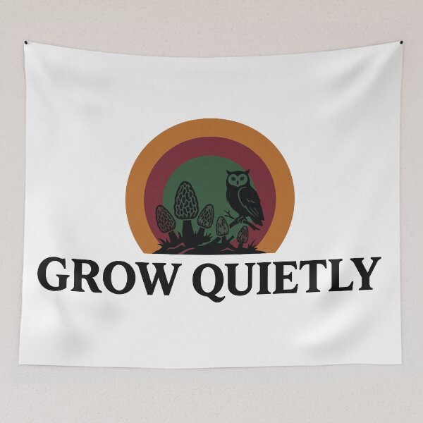 Item preview, Grow Quietly - Wise Owl & Morel Mushroom Nature Art designed and sold by ArcApparel2020.