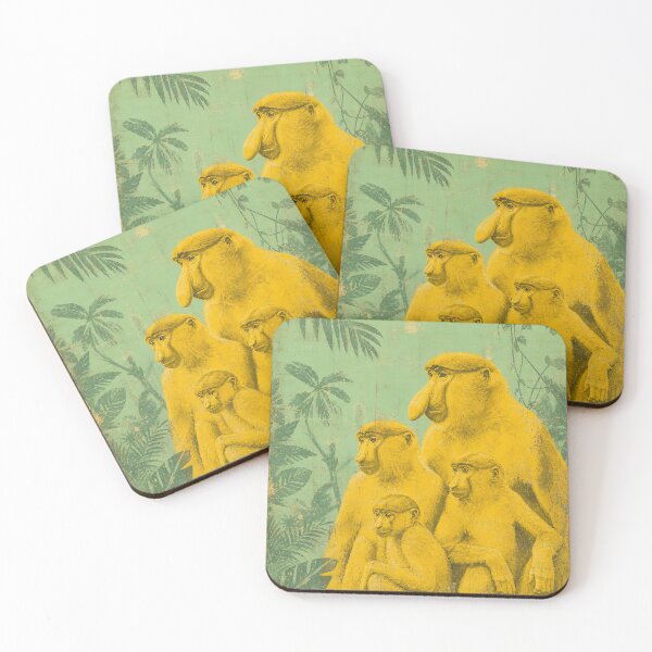 Item preview, Golden Proboscis Family — Seafoam Retro with Jungle Motif designed and sold by Jandedan.