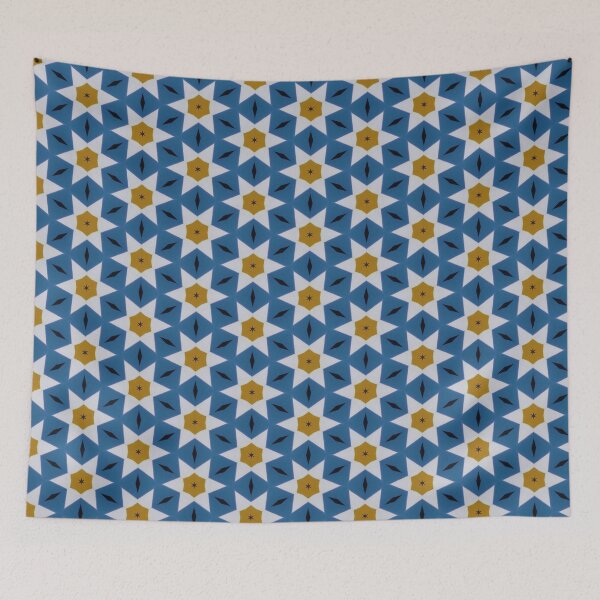 Item preview, Mediterranean Bloom – Blue & Gold Pattern designed and sold by Pattern Fusion Creations.