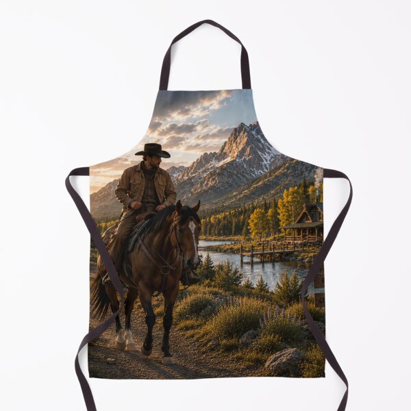 Item preview, Cowboy by Mountain Lake Cabin – Western Country Sunset Art designed and sold by QuarterHorseArt by Just my Studio.