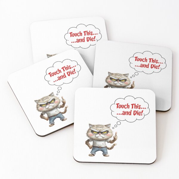 Item preview, Grumpy Tabby Cat Touch This and Die Sarcastic Thought Bubble designed and sold by ArtisticDesignsbyLinda.