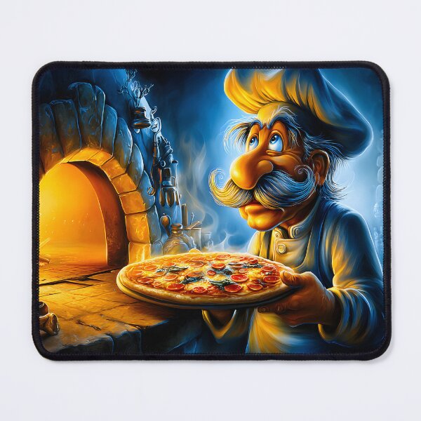 Item preview, Whimsical Chef with Pizza in Rustic Kitchen designed and sold by Artessie.