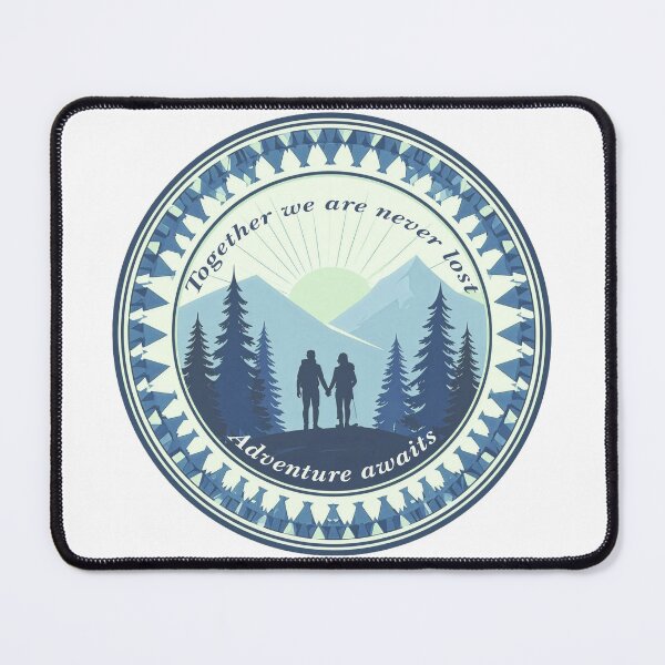 Item preview, Together we are never lost couple hiking badge navy blue outdoor print designed and sold by icemanphotos.