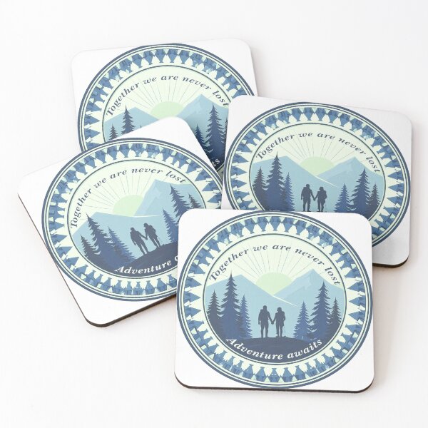 Item preview, Together we are never lost couple hiking badge navy blue outdoor print designed and sold by icemanphotos.