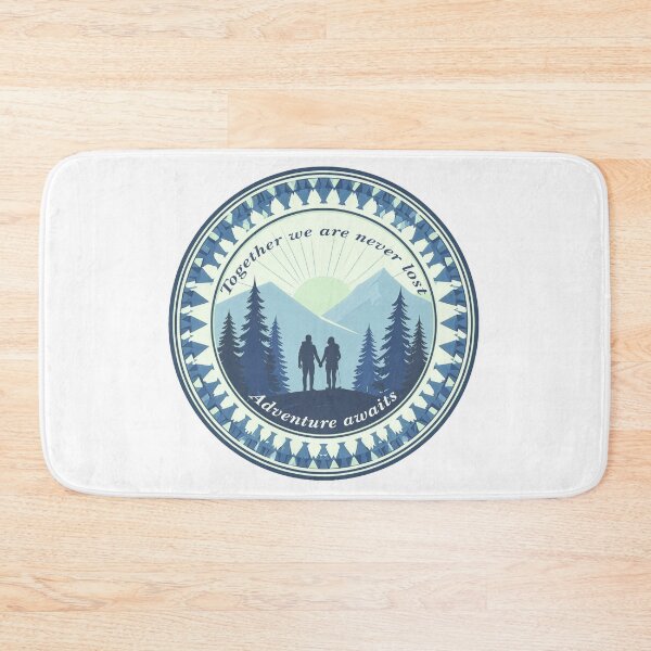 Item preview, Together we are never lost couple hiking badge navy blue outdoor print designed and sold by icemanphotos.