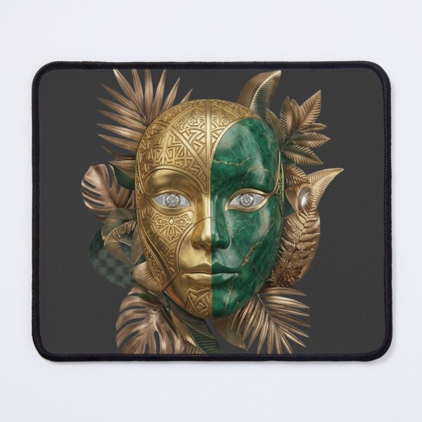 Item preview, Luxury Emerald Mask Wall Art – Mythic Green & Gold Fantasy Face Design designed and sold by MonaRose_Art.
