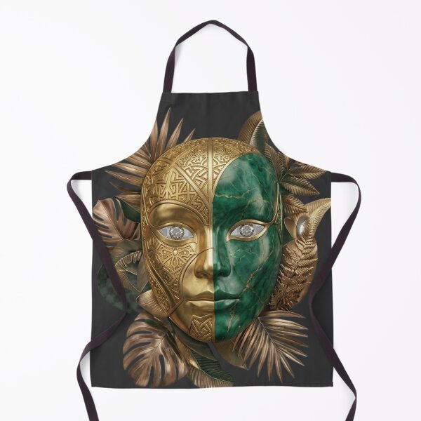Item preview, Luxury Emerald Mask Wall Art – Mythic Green & Gold Fantasy Face Design designed and sold by MonaRose_Art.