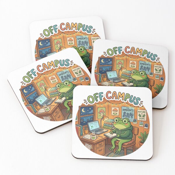 Item preview, OFF CAMPUS Frog – Cozy College Student Cartoon Aesthetic designed and sold by ArtsyExplorer.