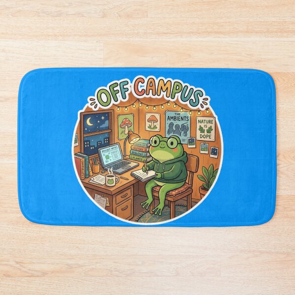 Item preview, OFF CAMPUS Frog – Cozy College Student Cartoon Aesthetic designed and sold by ArtsyExplorer.