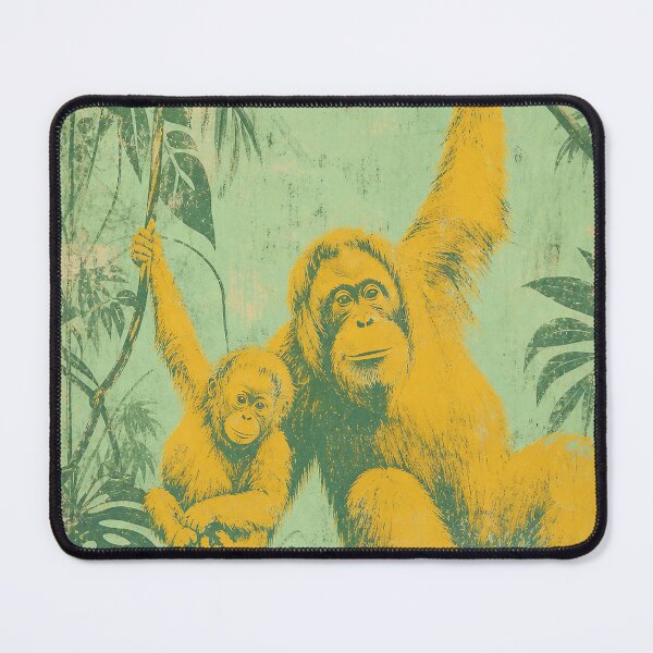 Item preview, Golden Orangutans — Seafoam Retro Painted Jungle Motif designed and sold by Jandedan.