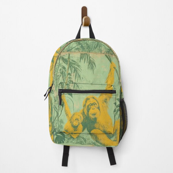Item preview, Golden Orangutans — Seafoam Retro Painted Jungle Motif designed and sold by Jandedan.