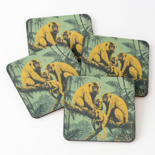 Item preview, Golden Howlers — Seafoam Retro Howler Monkey Family designed and sold by Jandedan.