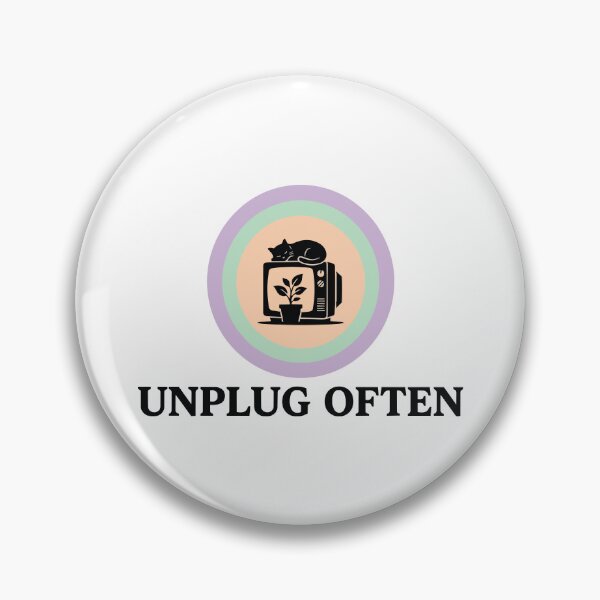 Item preview, Unplug Often - Retro CRT Monitor And Cat Pastel Circle designed and sold by ArcApparel2020.