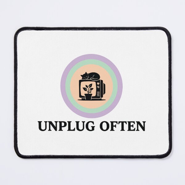 Item preview, Unplug Often - Retro CRT Monitor And Cat Pastel Circle designed and sold by ArcApparel2020.