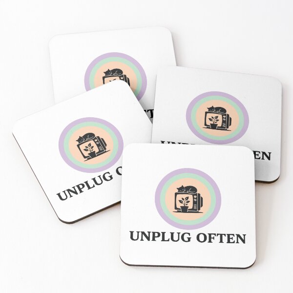 Item preview, Unplug Often - Retro CRT Monitor And Cat Pastel Circle designed and sold by Arc2020.