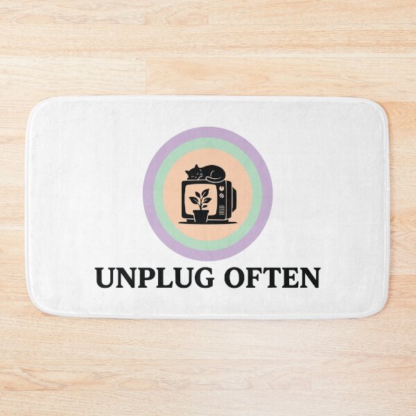 Item preview, Unplug Often - Retro CRT Monitor And Cat Pastel Circle designed and sold by ArcApparel2020.