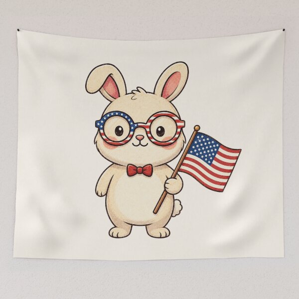 Item preview, Cute Patriotic Bunny With American Flag  designed and sold by SweetLilith.