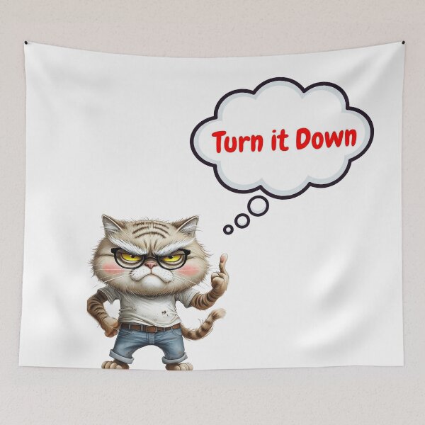 Item preview, Grumpy Tabby Cat Turn it Down Loud Noise Introvert designed and sold by ArtisticDesignsbyLinda.