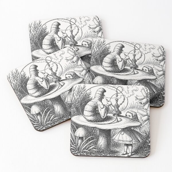 Item preview, Allice and The Centipede - Alice in Wonderland Illustration Style Caterpillar on Mushroom Scene for Classic Literature Lovers designed and sold by RickE.