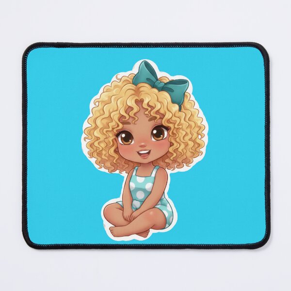 Item preview, Curly Sunshine - Sweet girl in polka dot swimsuit designed and sold by Azurart2.
