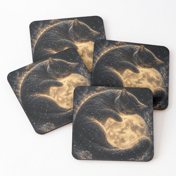 Item preview, 	 Cosmic Cat Sleeping on the Moon designed and sold by TiredMamaArt.