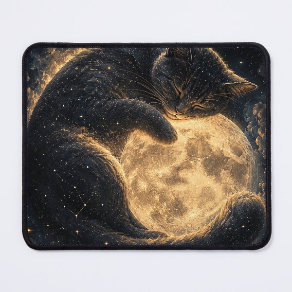 Item preview, 	 Cosmic Cat Sleeping on the Moon designed and sold by TiredMamaArt.