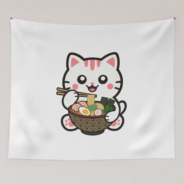 Item preview, Kawaii Cat Eating Ramen designed and sold by IYI.