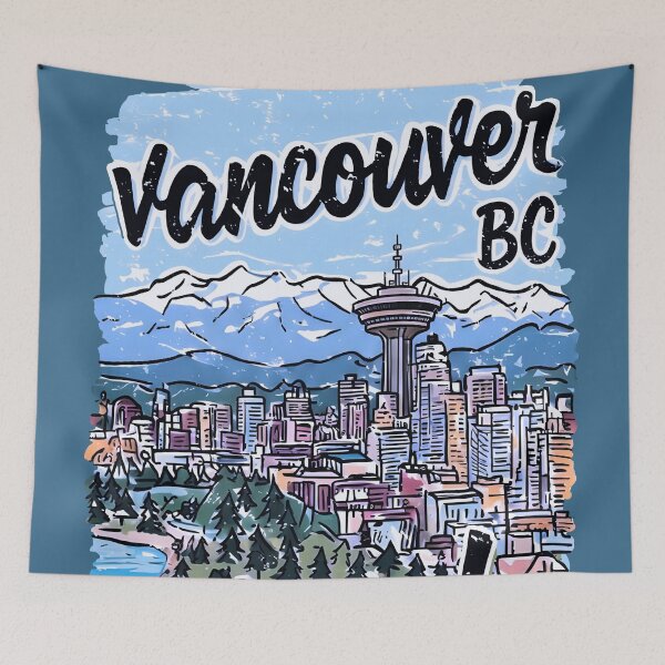 Item preview, Vancouver Canada Retro Skyline Blue Cityscape Cute BC  designed and sold by HowToCanadian.