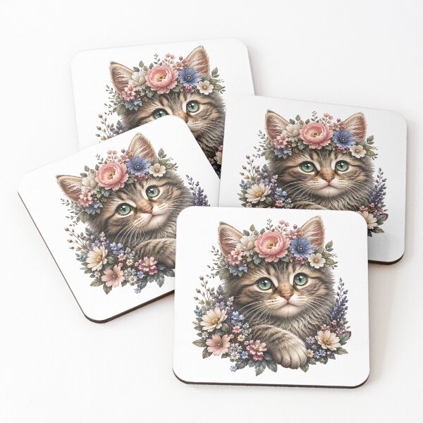 Item preview, Adorable Fluffy Kitten in Spring Wildflowers  designed and sold by Jaideep Walia.