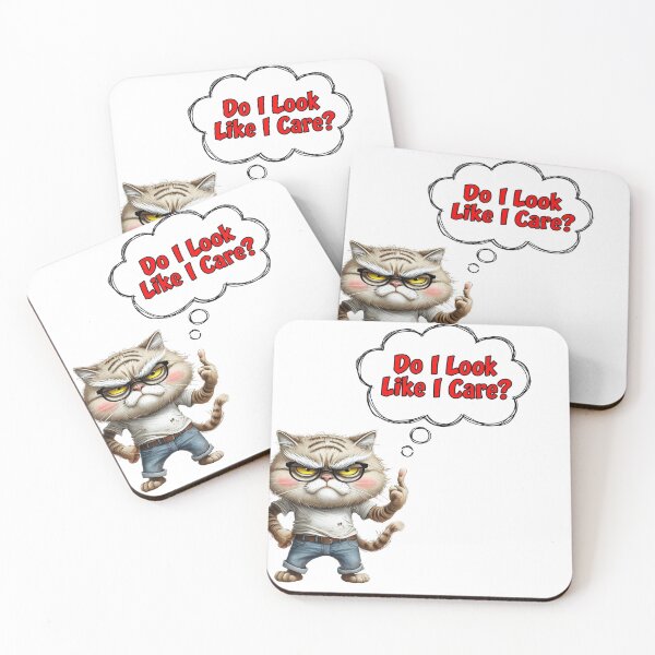 Item preview, Grumpy Tabby Cat Do I Look Like I Care Apathy designed and sold by ArtisticDesignsbyLinda.