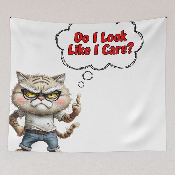 Item preview, Grumpy Tabby Cat Do I Look Like I Care Apathy designed and sold by ArtisticDesignsbyLinda.