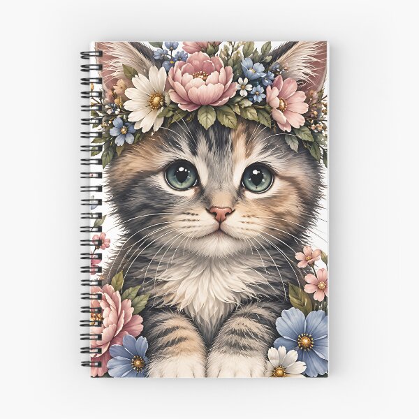Item preview, Retrato caprichoso de un gatito con lavanda y margaritas. designed and sold by Jaideep Walia.