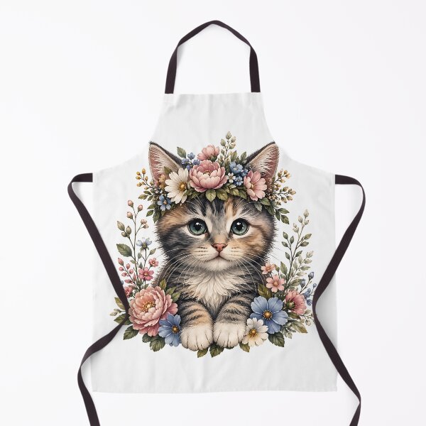 Item preview, Whimsical Kitten Portrait with Lavender and Daisies designed and sold by Jaideep Walia.