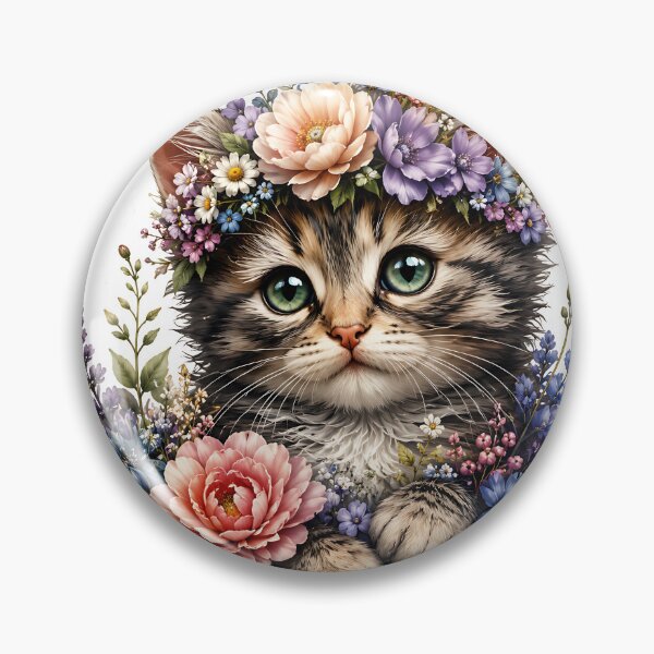 Item preview, Cottagecore Calico Kitten Flower Crown Illustration   designed and sold by Jaideep Walia.