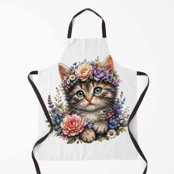 Item preview, Cottagecore Calico Kitten Flower Crown Illustration designed and sold by Jaideep Walia.